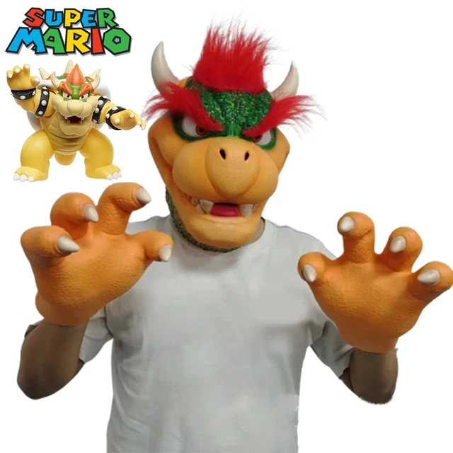 Accesorios de Cosplay de Super Mario Bowser, máscara facial de látex,  máscaras de Anime para fiesta de Halloween, guantes, accesorios para  disfraces de adultos, regalos - AliExpress