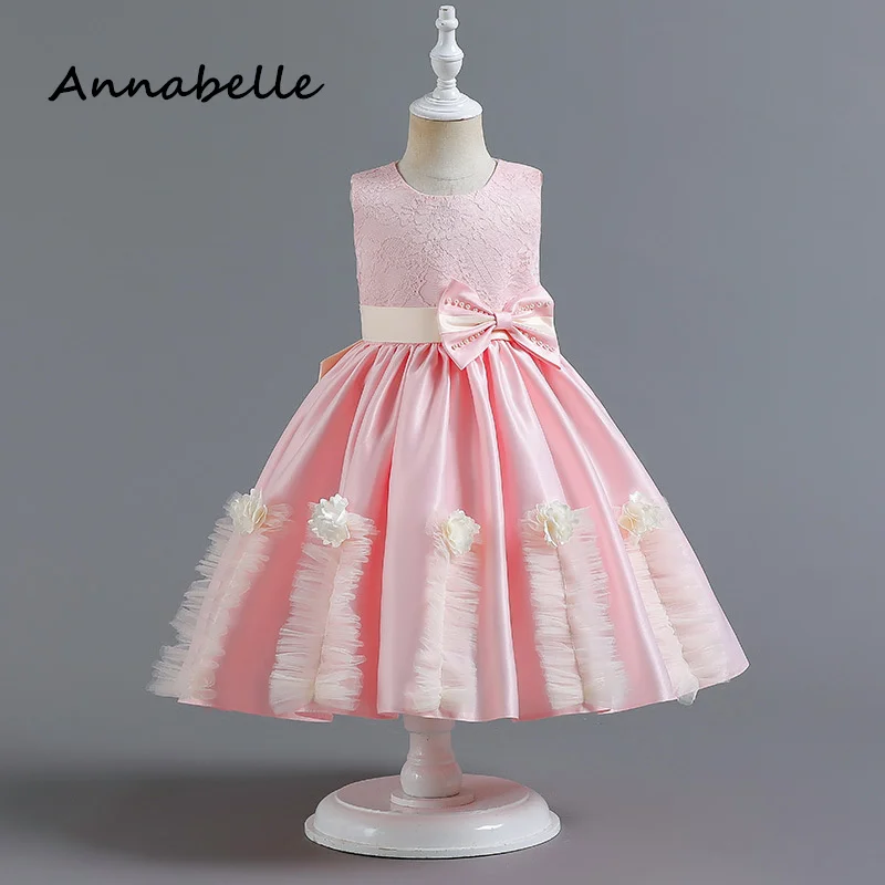 Annabelle Flower Girl Dress For Wedding Party Baby Girl Princess Birthday Party Dress Elegante Puffy Dress Senza Maniche 2024New