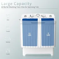 COSTWAY Portable Washing Machine, Twin Tub 20 Lbs Capacity, Washer(12 Lbs) and Spinner(8 Lbs), Durable Design, 4