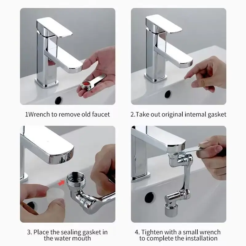 Metal Steel Faucet Extender Aerator Bubbler Nozzle Black 1080° Universal Rotation Water Faucet Sprayer Head for Kitchen Tap 6