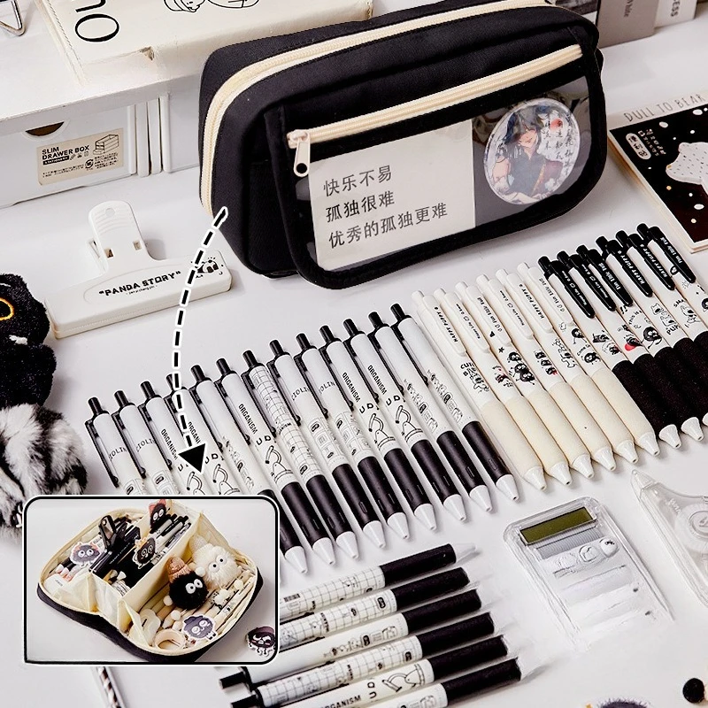 Astuccio per matite di grande capacità Ins Semplicità Estetica Ita Bag Style per forniture per studenti di cancelleria per scuole medie e superiori - immagine 3