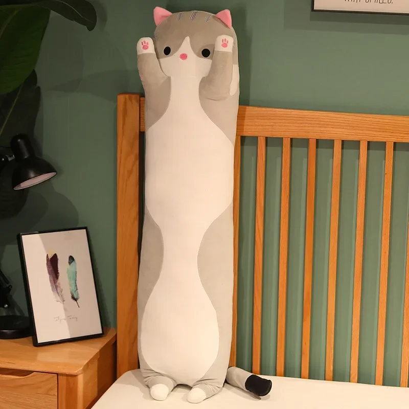 50/70/90 Funny Joy Cute Soft Long Cat Plush Toys Pause Office Nap Pillow Bed Sleep Home Decor Doll for Kids Girl Gift 5