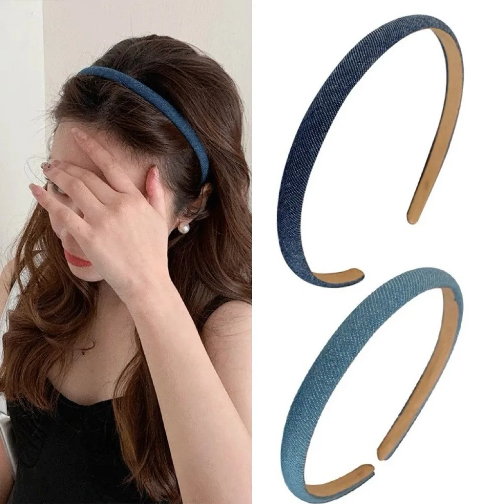 Mode schlanke Denim Vintage Haarbänder Stirnbänder für Frauen Mädchen Lünette für Party Geschenk Haarbänder Zubehör – Detail 6