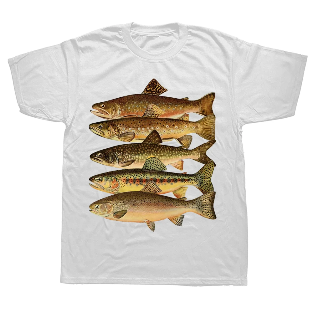 Funny Types of Trout Fish Fly fishing T Shirt Summer Graphic Cotton  Streetwear Short Sleeve Birthday Gifts T-shirt Mens Clothing