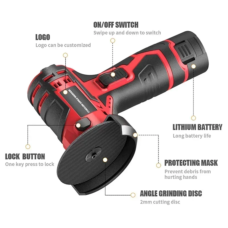 High Quality 300W Electric Polishing Machine Suitable For Makita Battery 12000r/min Speed Home Cordless Angle Grinder Power Tool