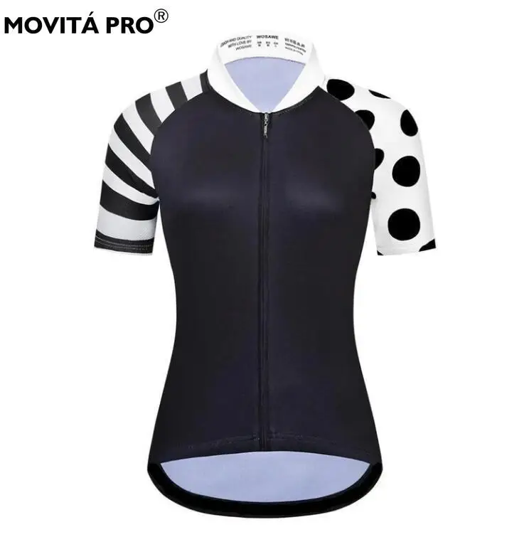 Movita Pro Women Stripes&dots Short Sleeve Cycling Jersey Racing Tops Summer MTB Tight Breathable High Quality Cycling Clothing