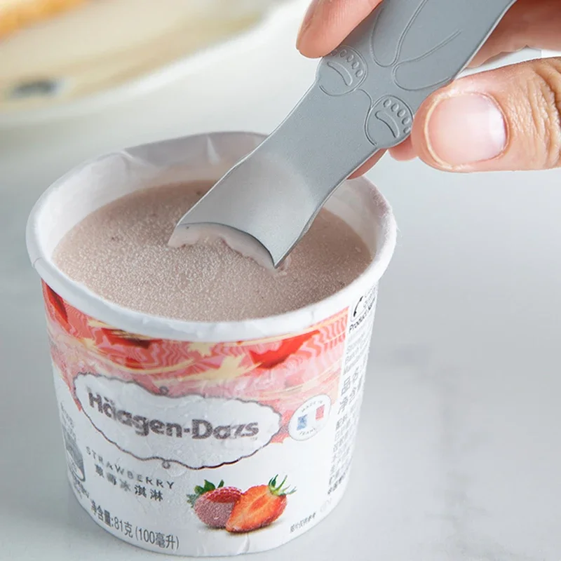 Self-melting Type Ice Cream Spoon Aluminum Creative Cute Small Dessert Scoop Silver Pudding Cake Spoons Tableware Cutlery Set ice cream spoon