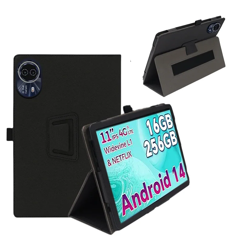 Premium Magnetic PU Leather Folio Stand with Fall Prevention
