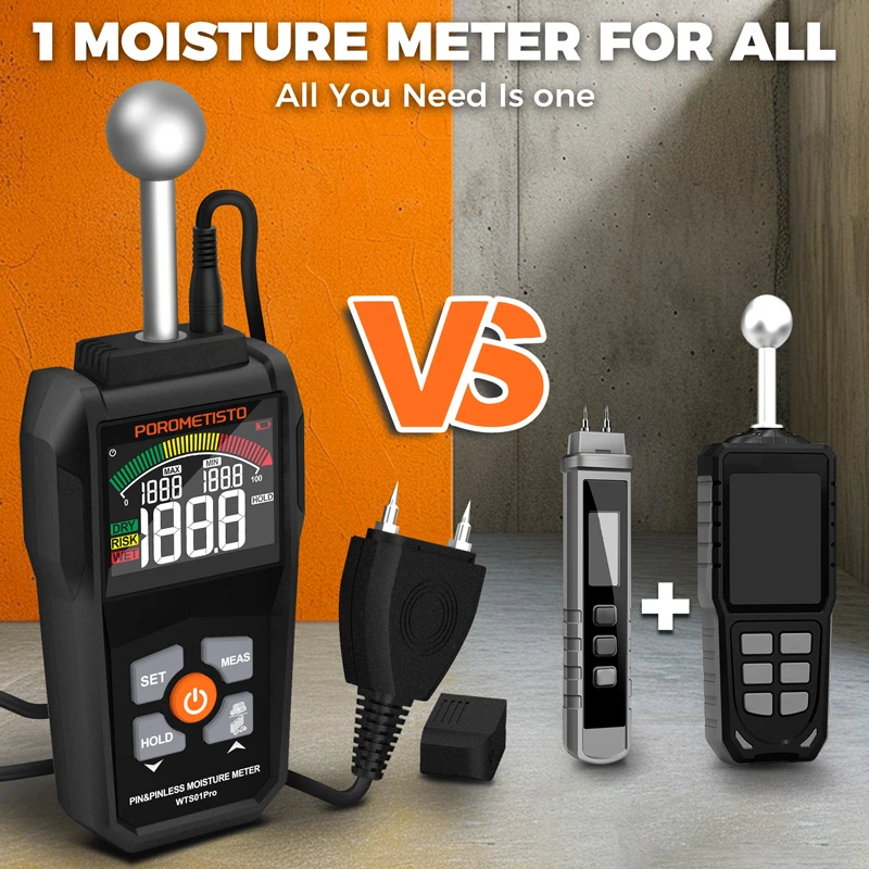 2IN1 Digital Wood Moisture Tester Pin&Pinless Wood Humidity Tester with LCD Display 0~99.9% Timber Damp Detector for Woodworking wood moisture meter