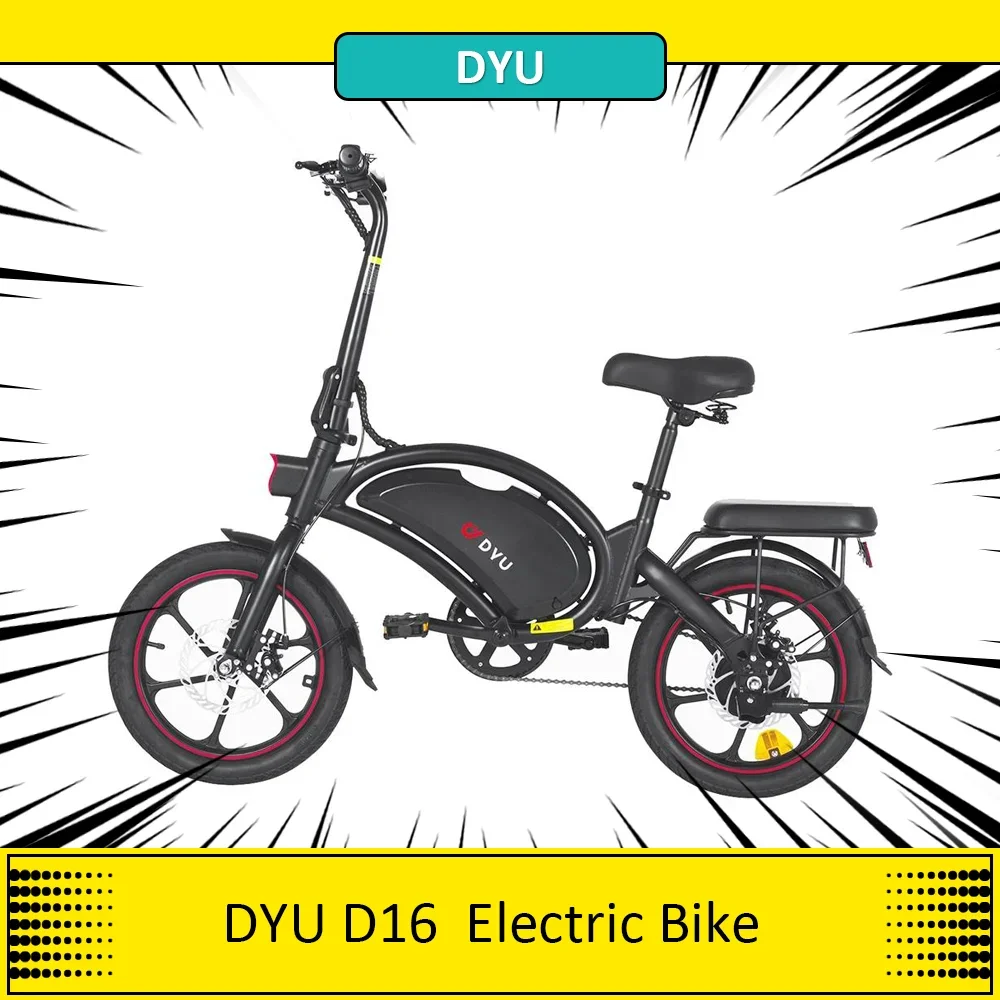 Dyu D16 Bici Elettrica 250W Motore Brushless 36V 10Ah Batteria 16 Pollici Pneumatico Pieghevole City Ebike 25 Km/H Velocità Massima 55 Km Gamma Massim