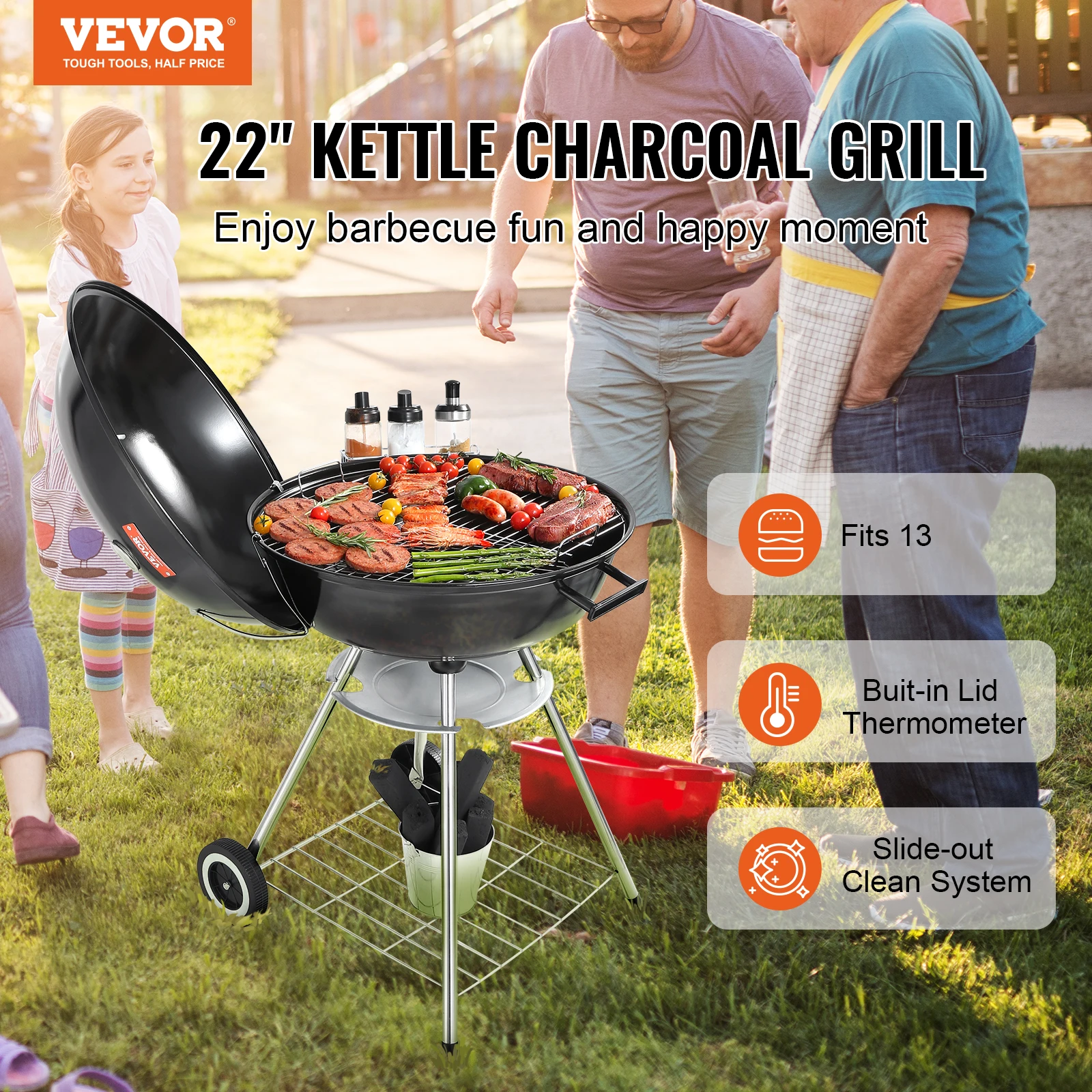 VEVOR Outdoor BBQ Portable Grill Apple Shape Charcoal Grilled Barbecue Heating Stove Multifunction Camping Picnic BBQ Oven