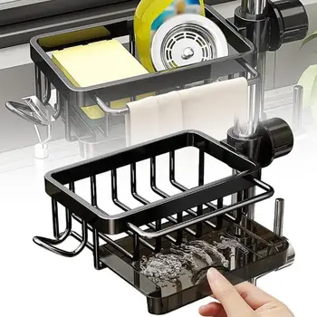 Organizzatore di rubinetti per lavello da cucina, scolapiatti per piatti, supporto in spugna antiruggine, supporto regolabile per lavello, gadget, accessori per riporre oggetti 1