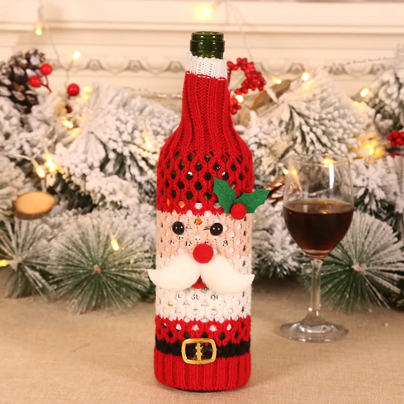 Scoolr Lot de 3 couvercles de bouteille de vin de Noël Motif Père Noël Bonhomme de neige Elfe pour la maison et la cuisine 