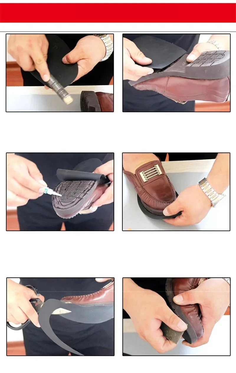 Verdickte Gummi-Schuhsohlen für Herren, Leder, Business-Schuhe, Fersensohle, rutschfeste Reparatur, DIY-Ersatz-Außensohlen, schwarz, gelb, Mattenpolster – Detail 6