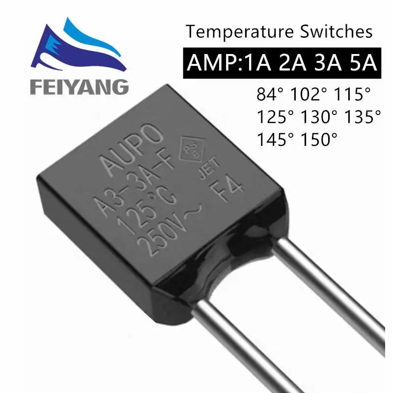100 Stück schwarzes Quadrat 3a 250V thermische Sicherungs abschaltung 84 c Grad LED-Sicherungen Temperatur schalter steuern – Detail 2