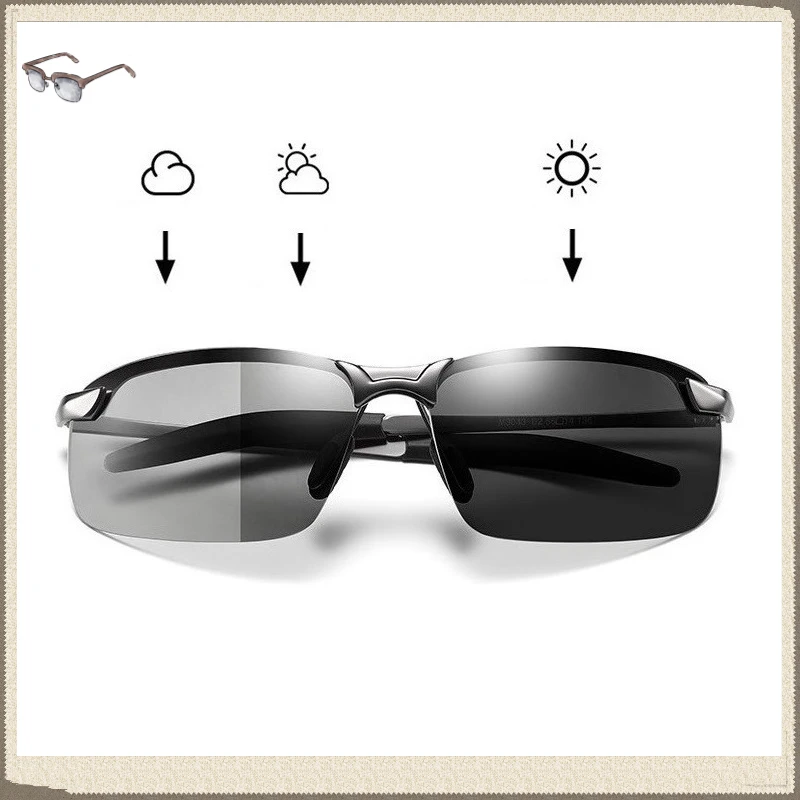Photochromic Sunglasses Men Polarized Driving Chameleon Glasses Male