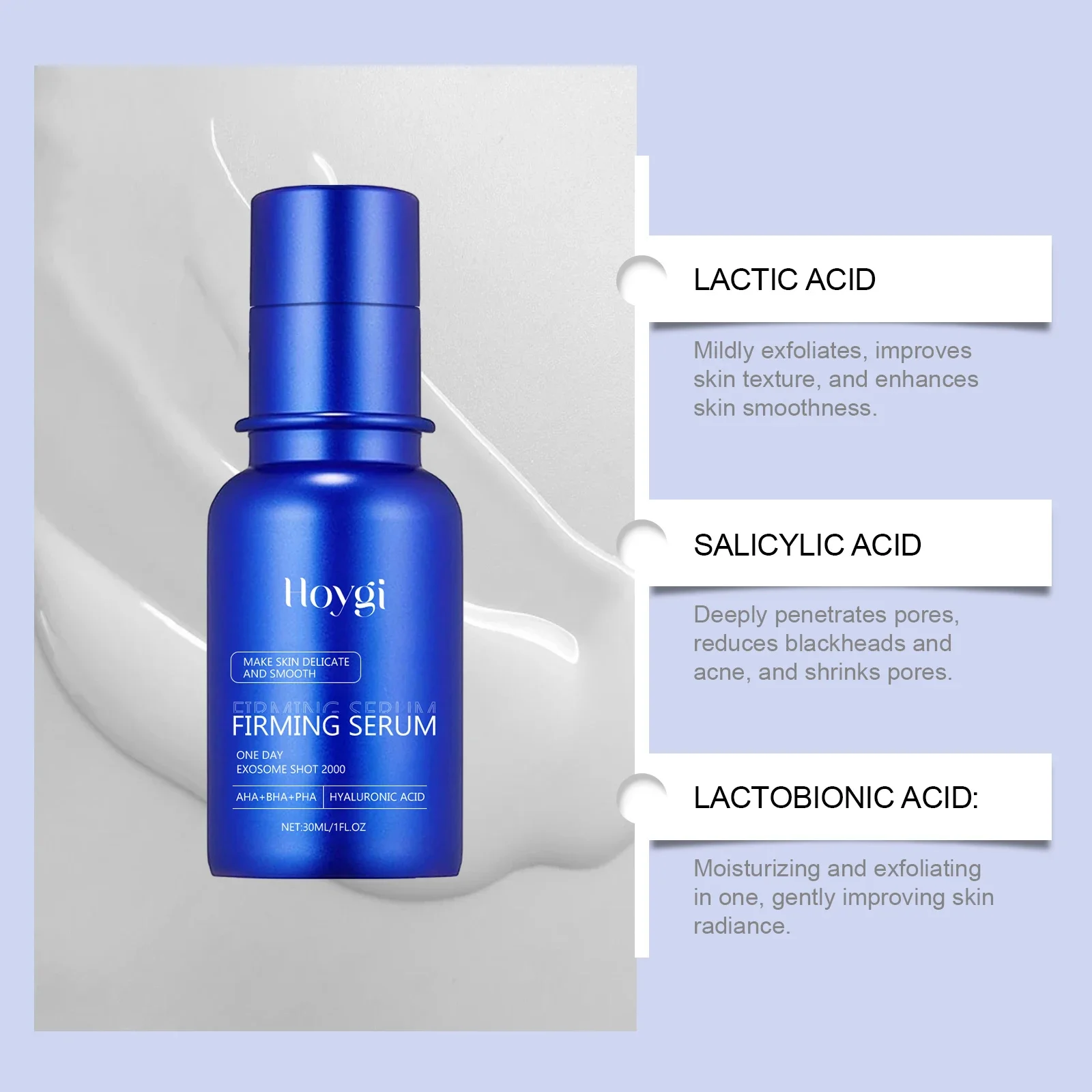 Facial Serum Facial Essence Blue Microneedle Shrink Pores Whitening Lifting Firm Fine Line Moisturise Melanin Remove Skin Care Product