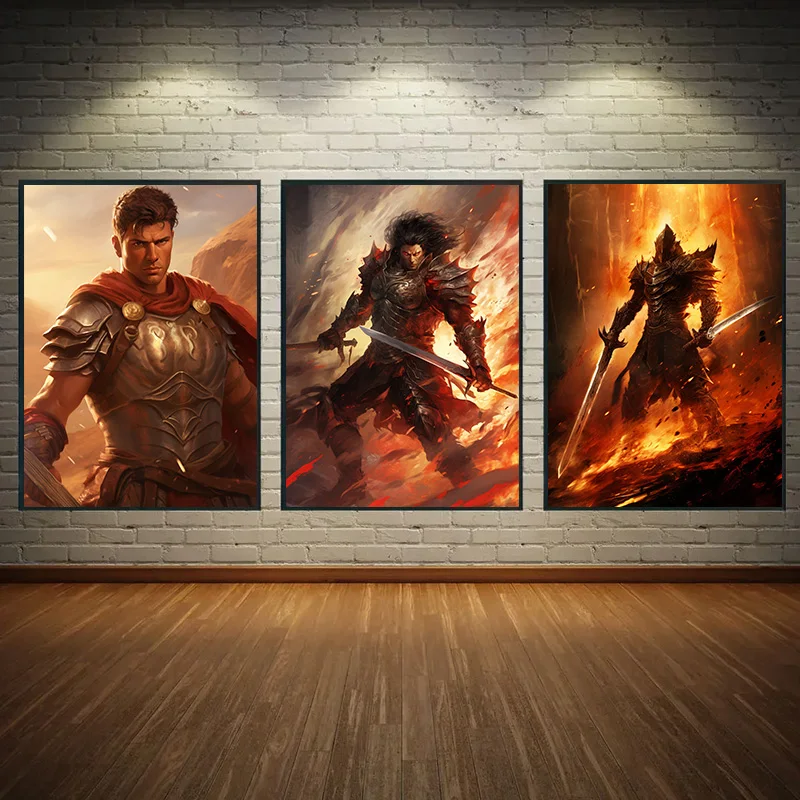 

1 шт., декоративная картина для спальни, с рисунком воина