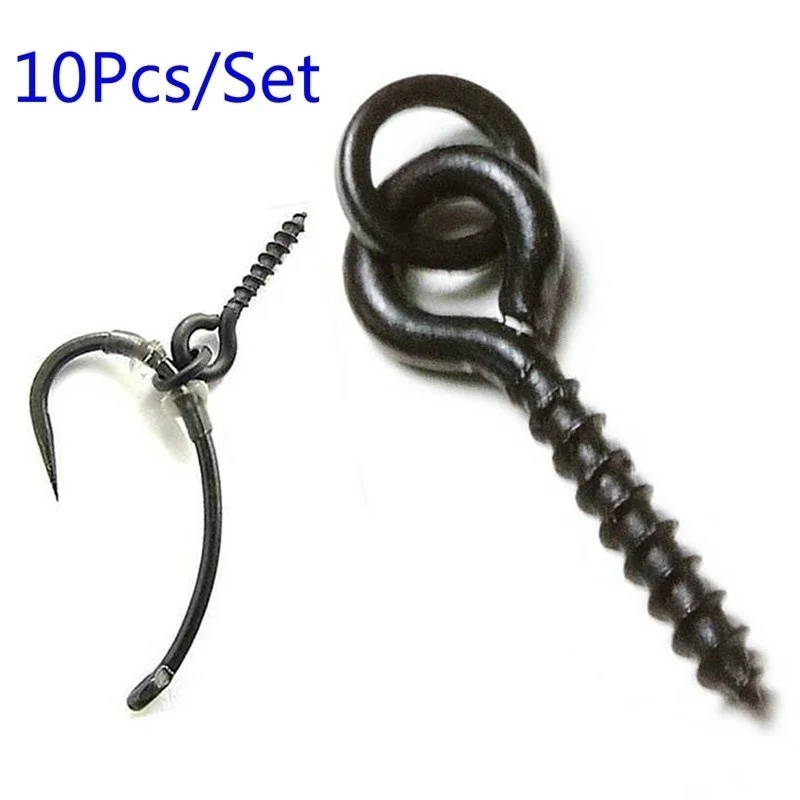 

10pcs Carp Fishing Accessories Pop Up Boilie Fishing Bait Screws With Ring Swivels For Fishing Hook Hair Rig Connector Tackle