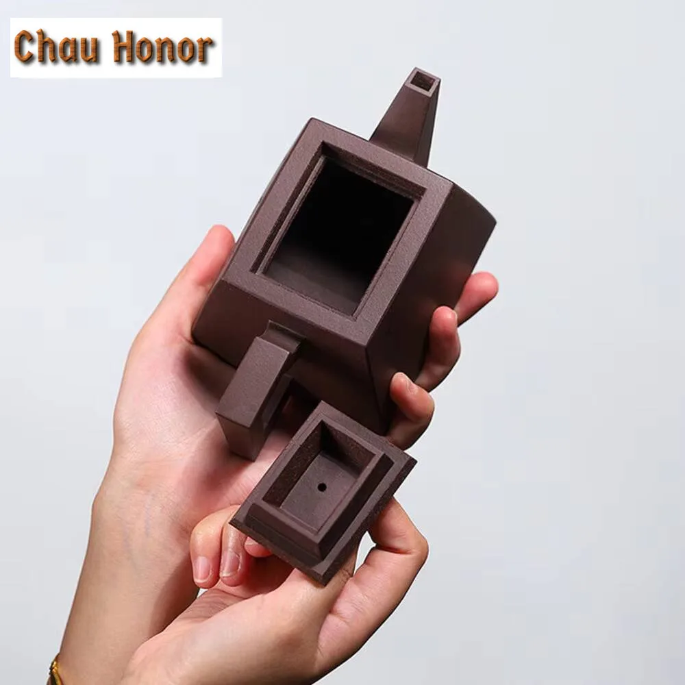 270ml Chinese Yixing Purple Clay Teapot Master Handmade Square Tea Pot Raw Ore Purple Mud Kettle Authentic Zisha Tea Set Teaware