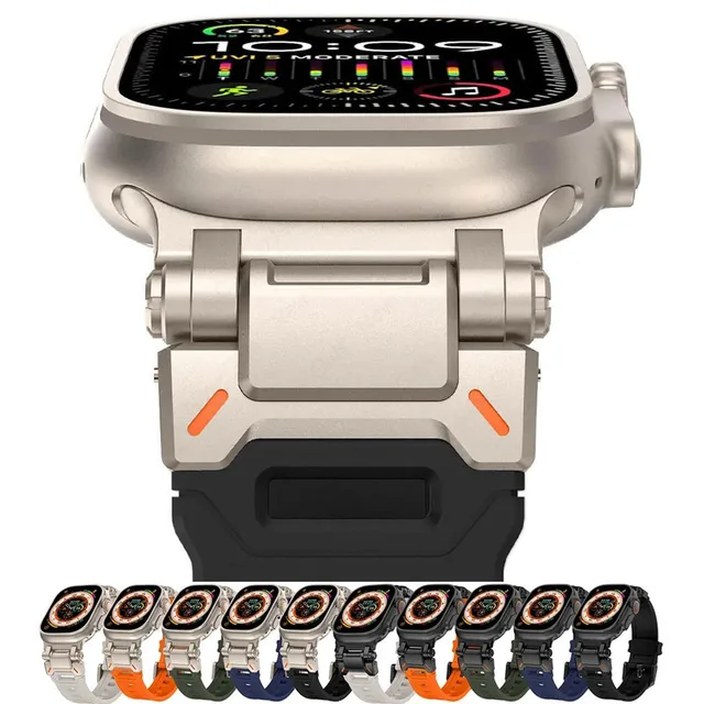 Bracelet de Sport pour Apple Watch S11/10 46MM 42mm 9 8 7 45mm Ultra 3/2 49MM bracelet de montre en Silicone couleur titane pour iWatch SE3 6 44mm 1