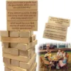 54pcs Ice Breaker Questions Tumbling Tower Game, Wooden Stacking Tower Games, For Team Party & Family Game Night 1