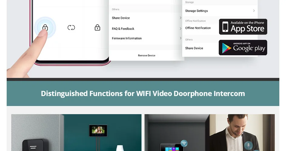 Sd95df382f4bb43dca180f8171741c3b0k HOMSECUR 7" 4 Wire Tuya WIFI HD Video Doorphone Entry Intercom Password/Card Doorbell Camera Monitoring Recording Snapshot