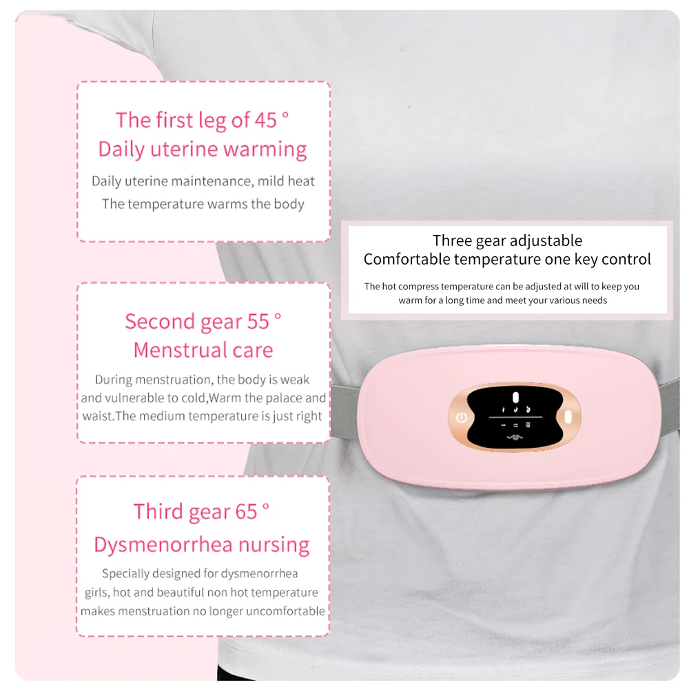 Warm Uterine Belt Girls Ladies Health Care Three-speed Hot Compress Massager Abdomen Waist Relieve Menstrual Pain USB Charging 6