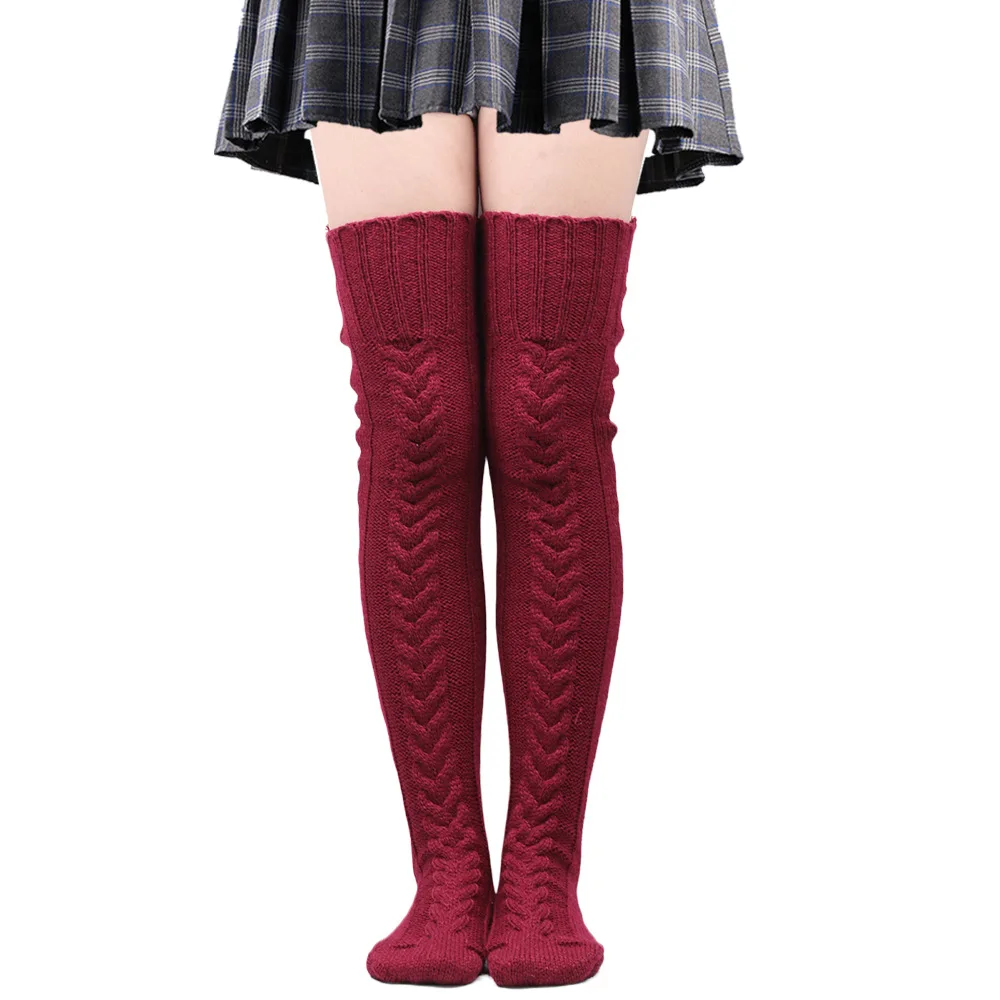 Women's Thigh-High Wool Blend Fashion Socks - Cozy Solid Color Autumn Essentials
