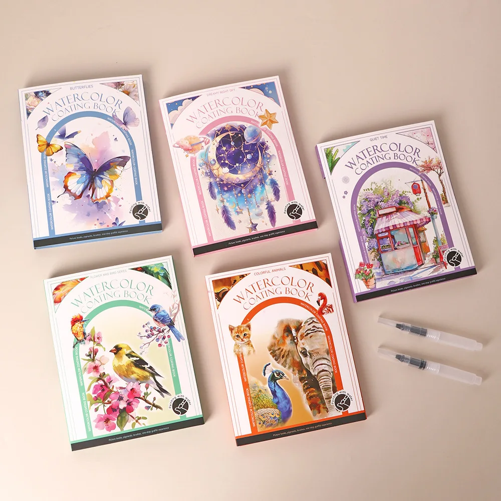 Bview Art Travel Watercolor Painting Set with Tri-Fold Book, Built-in 12 Colors & Stress Relief Note Paper for DIY Art Therapy 2