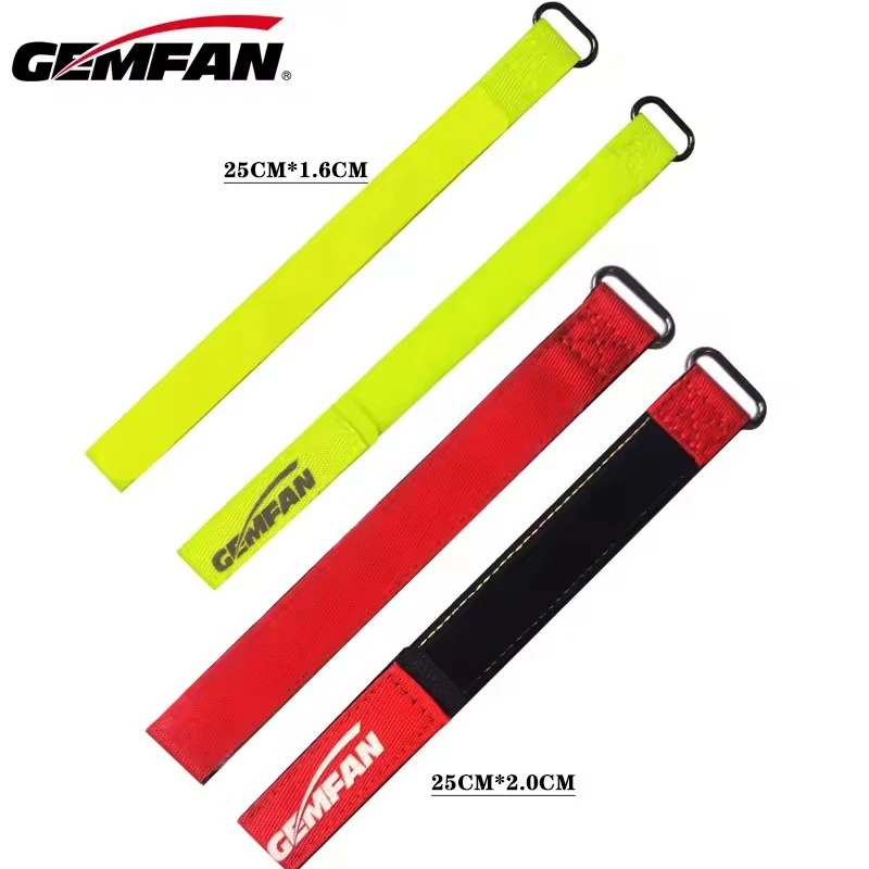 2PCS Gemfan High-Strength Anti Skid Woven Lipo Battery Strap 16X250mm FluoYellow / 20X250mm Red For FPV Freestyle Drone
