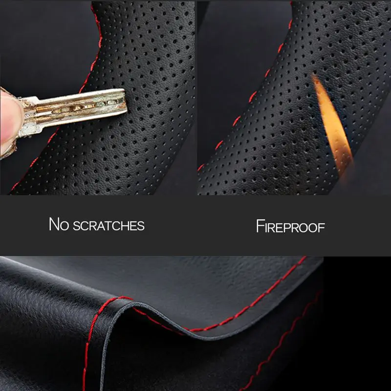 Steering Wheel Cover Car Steering Wheel Braid Universal 38cm Microfiber Leather Needles And Thread Soft Anti-Slip Auto Interior Car Accessories