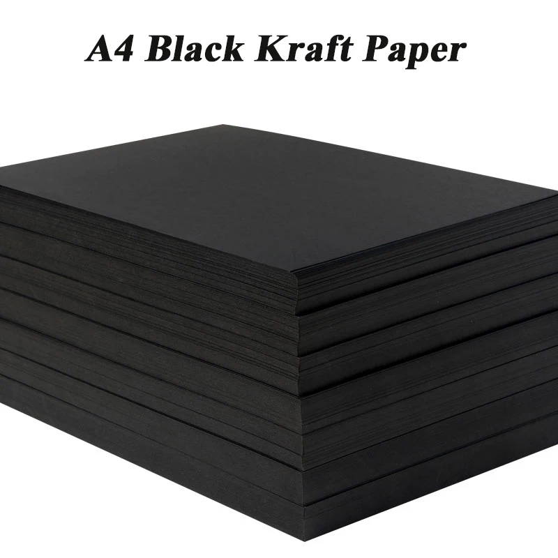 A4 Black Kraft Paper DIY Handmake Card Making Craft Paper Thick Paperboard Cardboard 20/50pcs 180g 230g 300g 400g