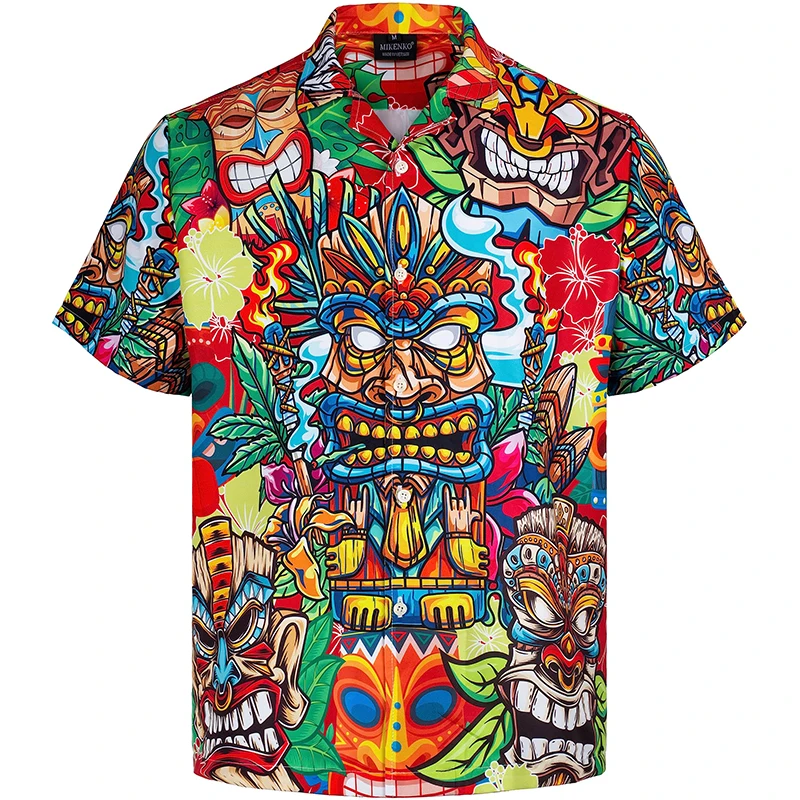 thumbnail image 1 of Camisas hawaianas divertidas para hombre, camisas de playa con botones y manga corta con estampado completo, blusa de verano de gran tamaño para hombres y mujeres, 1 of 4