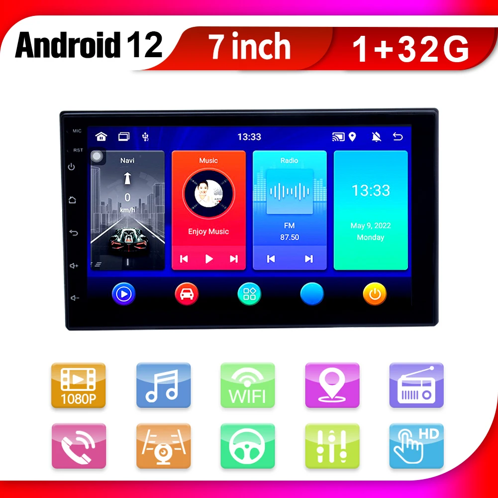 

Android 12 Car Radio Autoradio 32G 2 Din 7" Universal WIFI GPS Car Audio Multimedia Player for Nissan Toyota Kia Car MP5 Player