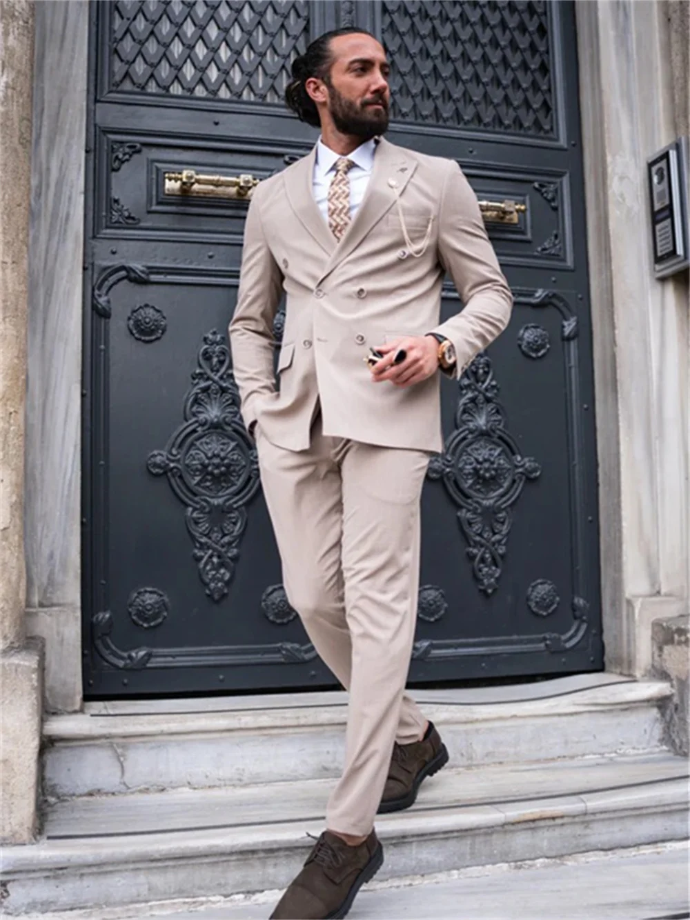 Classic 2 Piece Suit Simple Single Breasted Elegant Groom Men's Wedding Dinner Suit Prom Party Personalized Jacket Pants