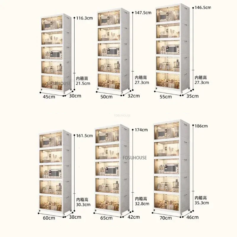 Home Kitchen Pantry Cabinets Large Capacity Bowl Pot Storage Organizer Kitchen Furniture Collapsible Bedroom Storage Cabinet M
