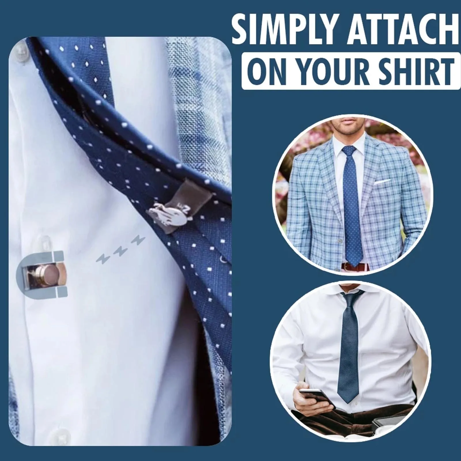 1 Set Casual Office Easy Install Portable Daily Invisible Magnetic Tie Clip Dating for Men Party Business Multifunction Durable