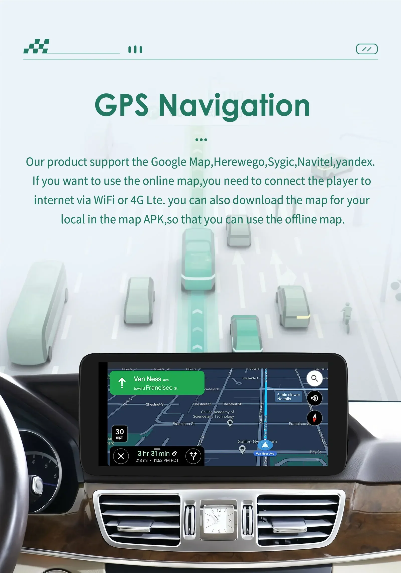 10,25 "Bildschirm Carplay 4G Auto Radio Android Für Mercedes Benz C-Klasse W204 S204 2008-2010 NTG 4,0 Multimedia Player GPS BT Stereo – Detail 11