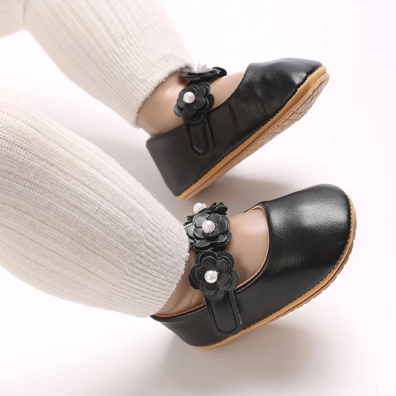 Niedliche Prinzessinnen-Babyschuhe für Frühling und Herbst, mit Blumenverzierung, PU, weicher Boden, geeignet für 0-1 Jahre alte Babys, Prinzessinnen-Schuhe – Detail 13
