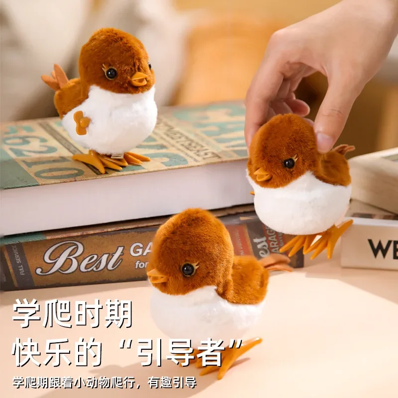 Cartoon Chick Wind Up Toys Plush Simulation Educational Walking Chicken Toy for Kids Clockwork Doll Plush Toy