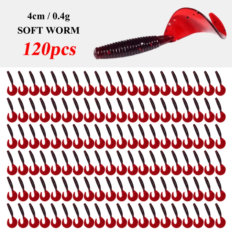 120Pcs ο Ʈ ̳ 4cm0.4g  ̳ öƽ Ǹ  Moggot Grub Ȥ ٴ幰 Wobblers ũ    ׾ Swimbait