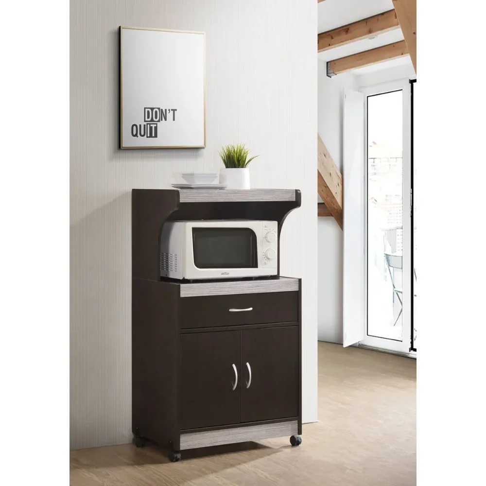 

Wood，Microwave Kitchen Cart, 15.75 X 24.00 X 45.00 Inches