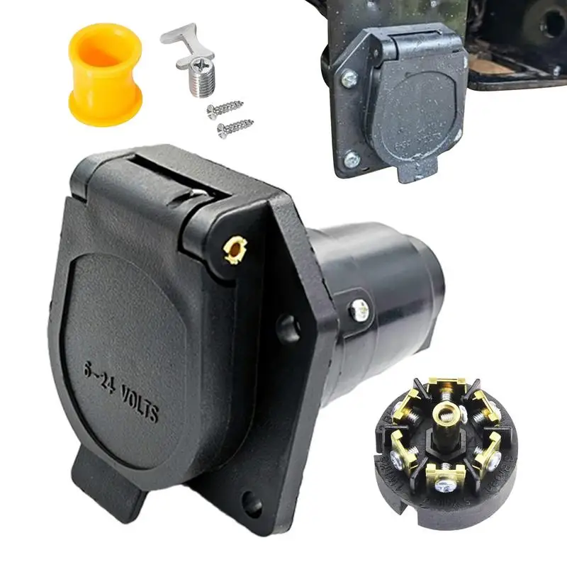 

7 Prong Trailer Plug 6-24V Heavy Duty 7 Pin Trailer Plug Wiring Harness Plug Adapter Trailer Connector Towbar Towing Adapter
