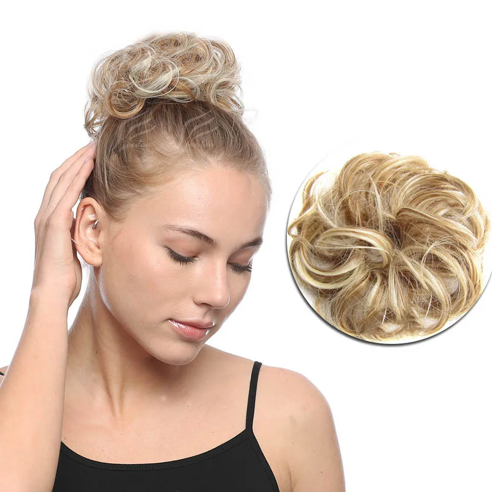 

Beiyufei Messy Chignon Donut Hair Bun Pad Elastic Hair Rope Rubber Band Synthetic Hairpiece Natural Color Brown Color