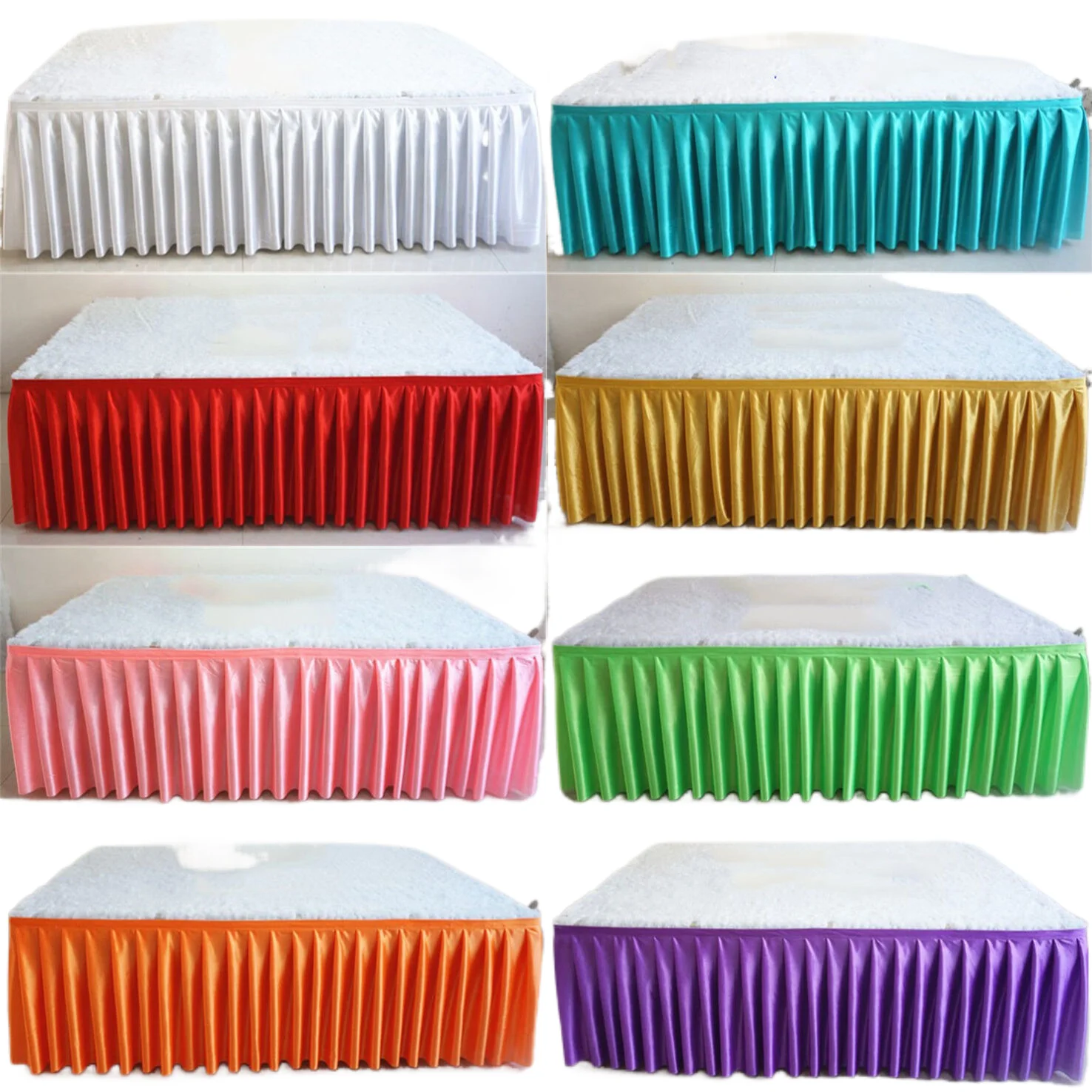 Baby shower table skirt wedding party banquet stage ice silk chiffon table skirt for cloth skirting for birthday