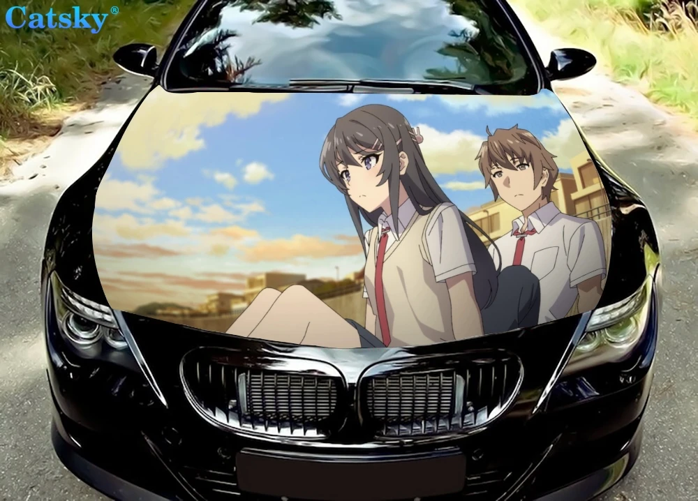 

Mai Sakurajima Peeker Car Floor Mats,Car hood wrap lion decal, bonnet vinyl sticker, full color graphic decal, CUSTOM made