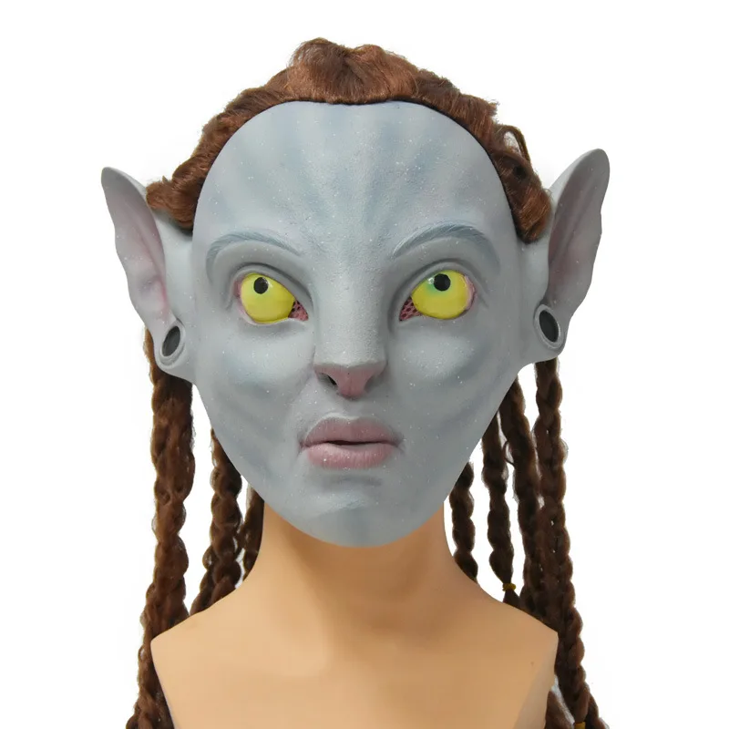 Movie Avatar Cosplay Mask Jake Sully Costumes Role-Playing Night Lights Latex Mask Halloween Party Cos Rave Props Avatar 2