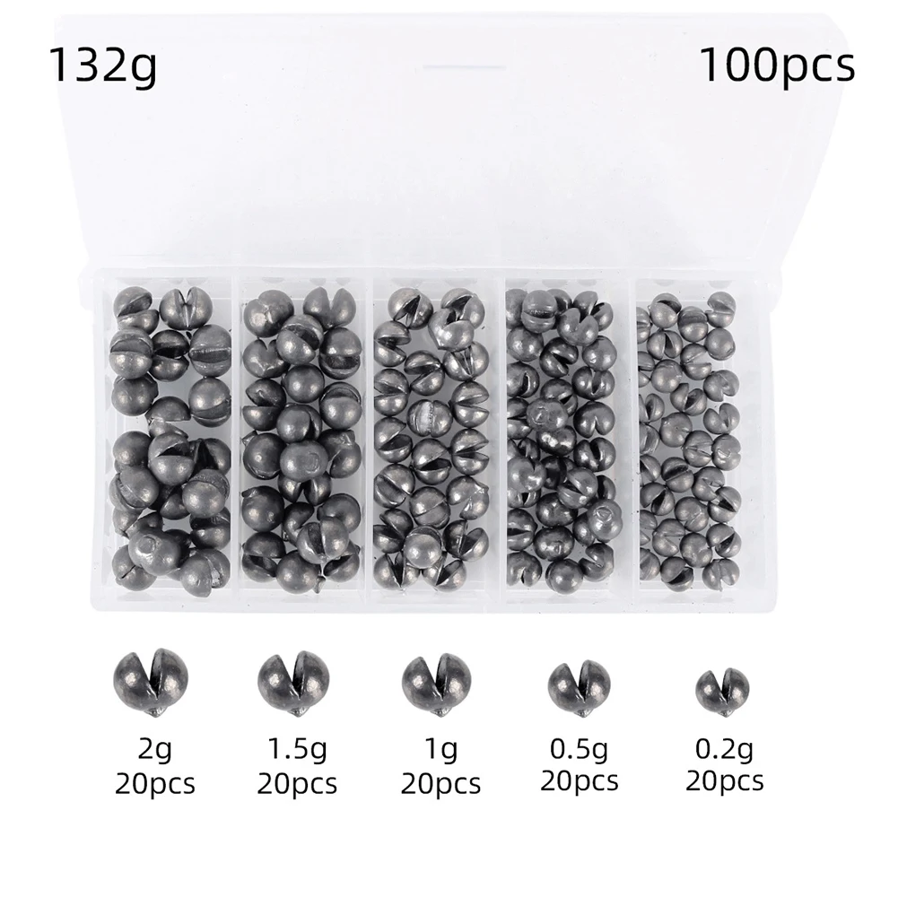 100pcs/Box Round Split Shot Casting Sinkers 138g 132g Fishing Tackle  Weights Assortment Removable Sinker Drop Tackle Accessories