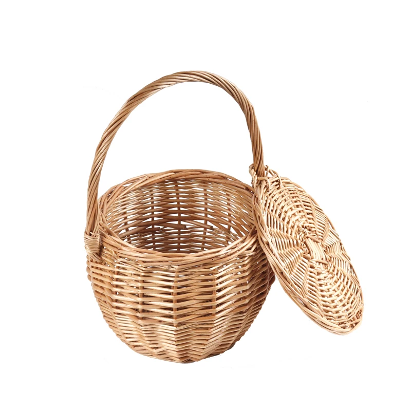 

Hand-woven Wicker Storage Organization Basket with Lid